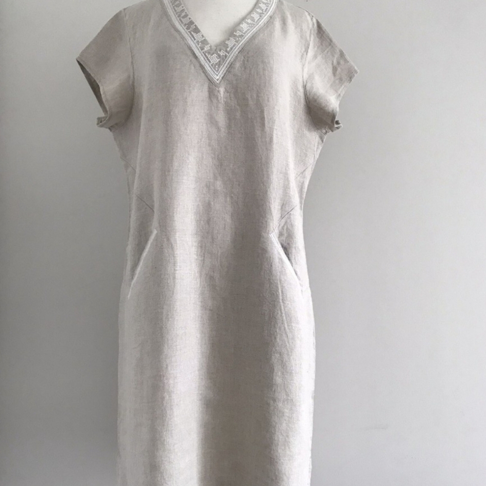 EUC Garnet Hill 100% Linen Shift Dress    Size 16